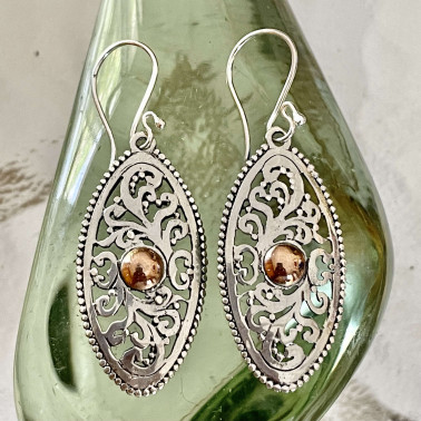 ER 15074-(HANDMADE 925 BALI SILVER EARRINGS WITH 18KT GOLD ACCENT)
